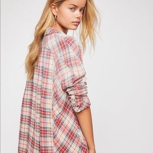 Free People Juniper Ridge Textured Fray Plaid Top